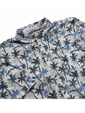 Carbon2Cobalt Mens XL Palm Tree Print Short Sleeve Casual Button Down Shirt